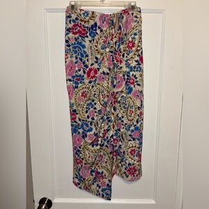 Isabel Marant Bree Midi Print Elastic Skirt 36 Silk Bold Lined Floral Paisley